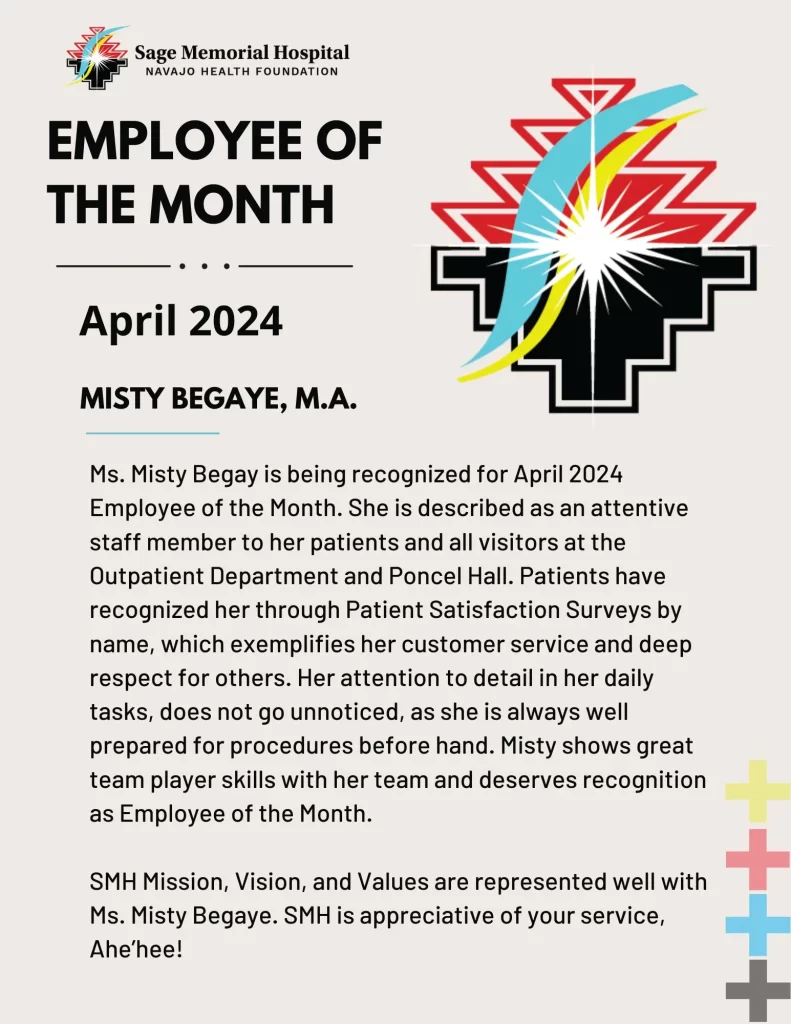 Employee of the Month - April 2024 - Misty Begaye, M.A.